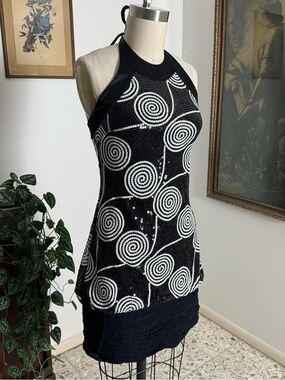Vintage early 2000s 90s formal to semi formal dress, glitter beaded sequin